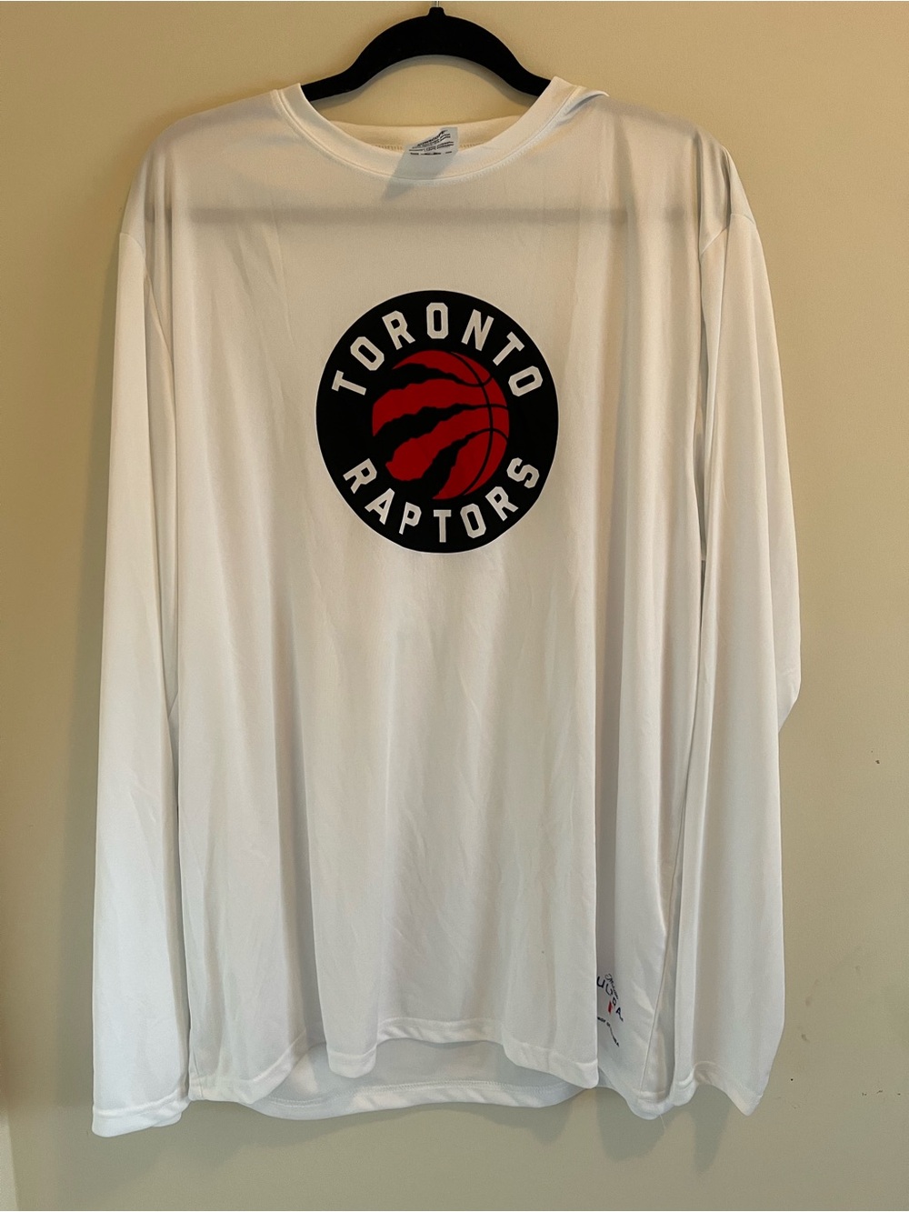 NBA Toronto Raptors White Long Sleeve Shirt with Red & Black Logo
